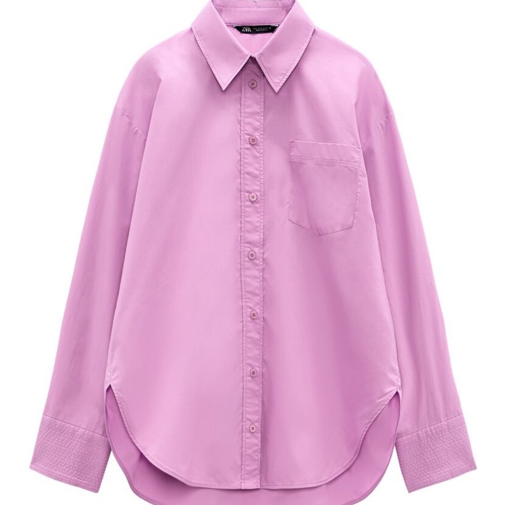 Zara Poplin Shirt with topstitching